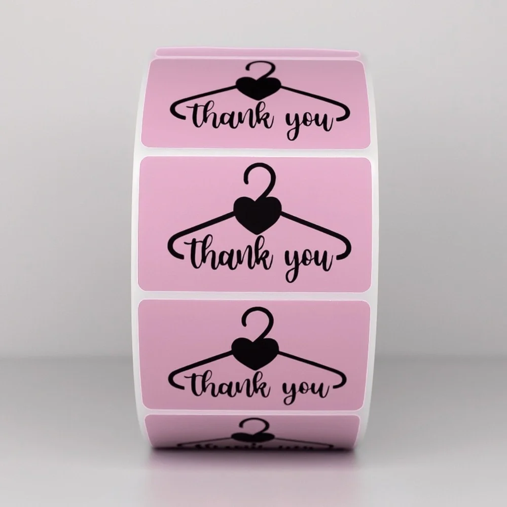 Thank You Stickers Hanger Heart | Red Labels for Small Business Packaging